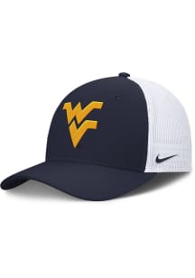 Nike West Virginia Mountaineers Mens Navy Blue Rise Structured Futura Trucker Cap Flex Hat