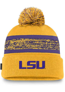 Nike LSU Tigers Gold Peak Standard Cuff Pom Beanie Mens Knit Hat