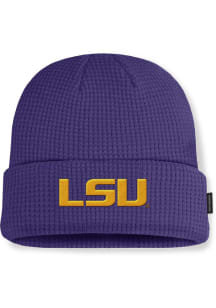 Nike LSU Tigers Purple Terra Standard Cuff Pom Waffle Beanie Mens Knit Hat