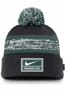 Michigan State Spartans Nike Peak Standard Cuff Pom Beanie Mens Knit Hat - Black