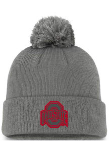 Ohio State Buckeyes Nike Peak Standard Cuff Pom Beanie Mens Knit Hat - Grey