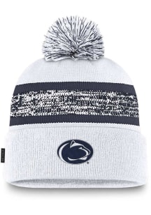 Penn State Nittany Lions Nike Peak Standard Cuff Pom Beanie Mens Knit Hat - White