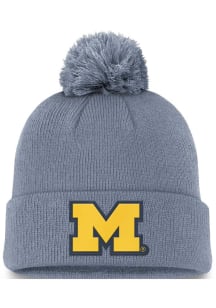 Michigan Wolverines Nike Peak Standard Cuff Pom Beanie Mens Knit Hat - Navy Blue