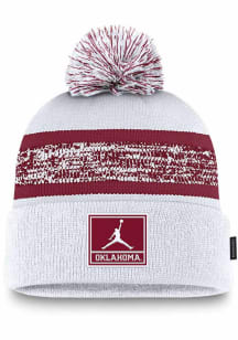 Nike Oklahoma Sooners White Peak Standard Cuff Pom Beanie Mens Knit Hat