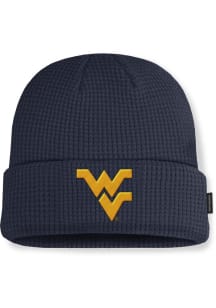 Nike West Virginia Mountaineers Navy Blue Terra Standard Cuff Pom Waffle Beanie Mens Knit Hat