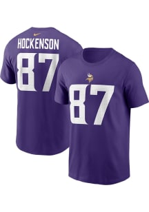 TJ Hockenson Minnesota Vikings Purple Name Number Short Sleeve Player T Shirt