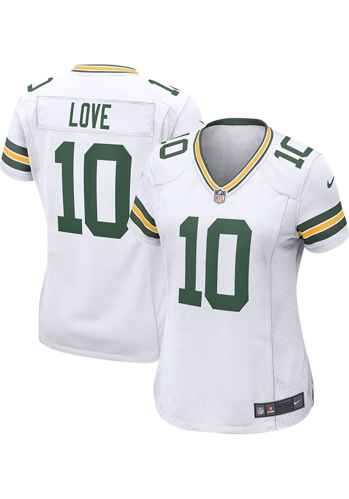 Packers #10 Jordan Love Nike Womens Away Game Jersey Large White