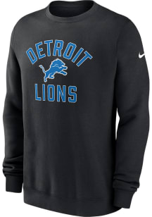 Nike Detroit Lions Mens Black Number One Graphic Long Sleeve Crew Sweatshirt