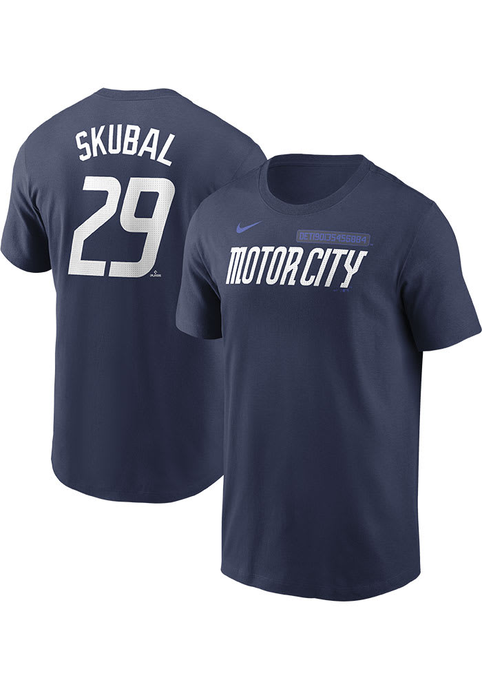 Tarik Skubal Detroit Tigers NAVY City Con Short Sleeve