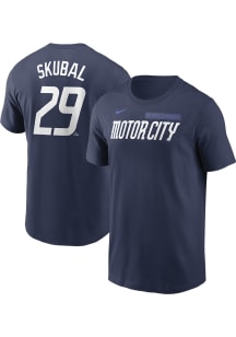 Tarik Skubal Detroit Tigers Navy Blue City Con Short Sleeve Player T Shirt