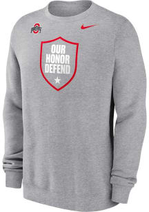 Mens Ohio State Buckeyes Grey Nike Our Honor Defend Crew Sweatshirt