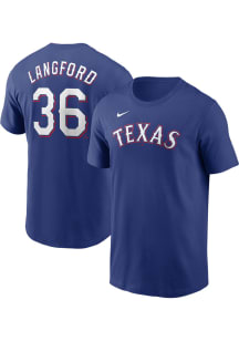 Wyatt Langford Texas Rangers Blue TC Short Sleeve Player T Shirt