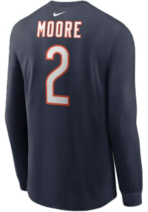 DJ Moore Chicago Bears Navy Blue TC Long Sleeve Player T Shirt