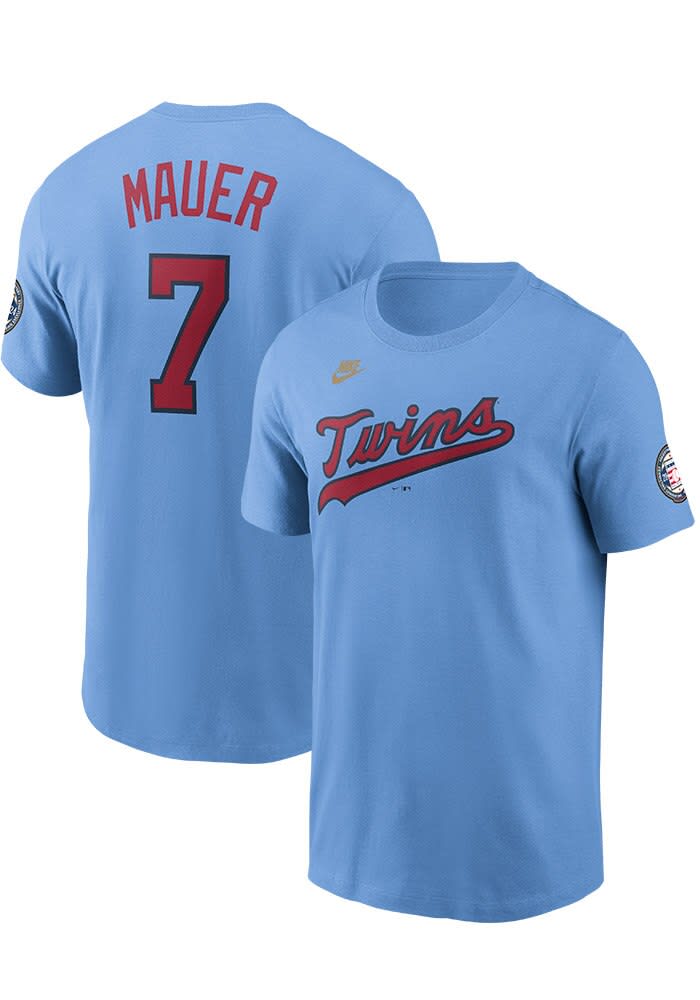 Joe Mauer Minnesota Twins LIGHT BLUE Home HOF Short Sleeve Player