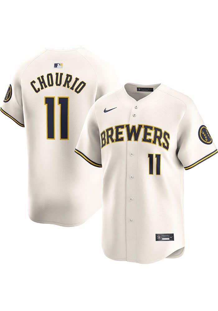 Jackson Chourio Milwaukee Brewers Mens IVORY Home 2024 Limited