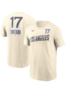 Shohei Ohtani Los Angeles Dodgers Tan Name Number Short Sleeve Player T Shirt