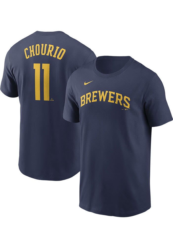★UMBRO★ Fresh Lettering Short Sleeve T-Shirt Navy UQ121SRS Jackson Chourio Milwaukee Brewers NAVY Name Number Short