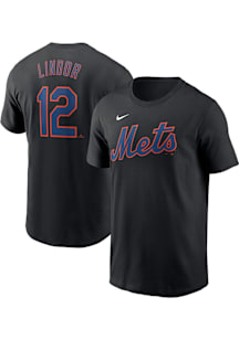 Francisco Lindor New York Mets Black Name Number Short Sleeve Player T Shirt