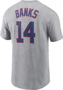 Ernie Banks Chicago Cubs Grey Coop Short Sleeve Player T Shirt