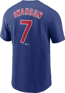 Dansby Swanson Chicago Cubs Blue TC Short Sleeve Player T Shirt