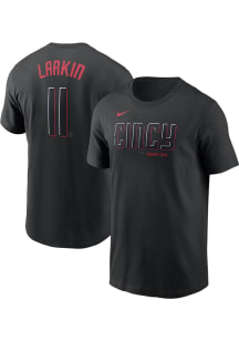 Barry Larkin Cincinnati Reds Black City Con Short Sleeve Player T Shirt