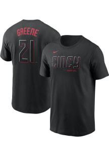 Hunter Greene Cincinnati Reds Black City Con Short Sleeve Player T Shirt