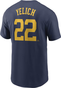 Christian Yelich Milwaukee Brewers Navy Blue TC Short Sleeve Player T Shirt