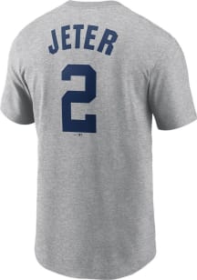 Derek Jeter New York Yankees Grey Road Short Sleeve Player T Shirt