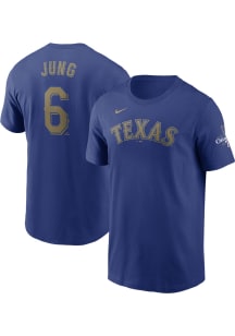 Josh Jung Texas Rangers Blue 2023 World Series Gold Collection Short Sleeve Player T Shirt