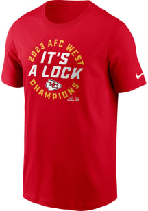 Nike Kansas City Chiefs Red 2023 Division Champions Trophy Collection Short Sleeve T Shirt