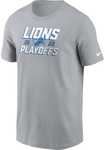 Nike Detroit Lions Grey 2023 Playoff Participant Short Sleeve T Shirt