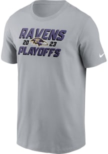 Nike Baltimore Ravens Grey 2023 Playoff Participant Iconic Short Sleeve T Shirt