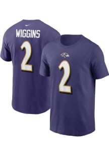Nate Wiggins Baltimore Ravens Purple Home Short Sleeve Player T Shirt