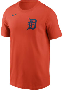 Nike Detroit Tigers Orange Wordmark Short Sleeve T Shirt