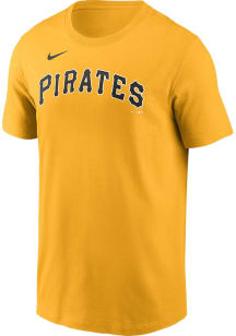Nike Pittsburgh Pirates Gold Wordmark Short Sleeve T Shirt