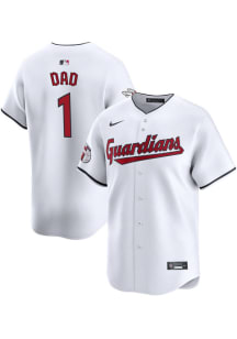 Nike Cleveland Guardians Mens White Number 1 Dad Limited Baseball Jersey
