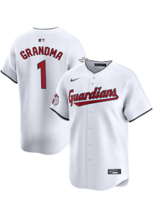 Nike Cleveland Guardians Mens White Number 1 Grandma Limited Baseball Jersey