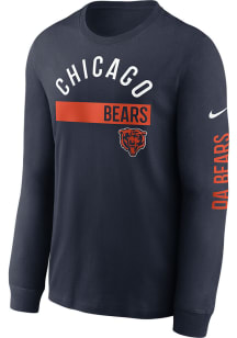 Nike Chicago Bears Navy Blue Arch Name Bar Long Sleeve T Shirt