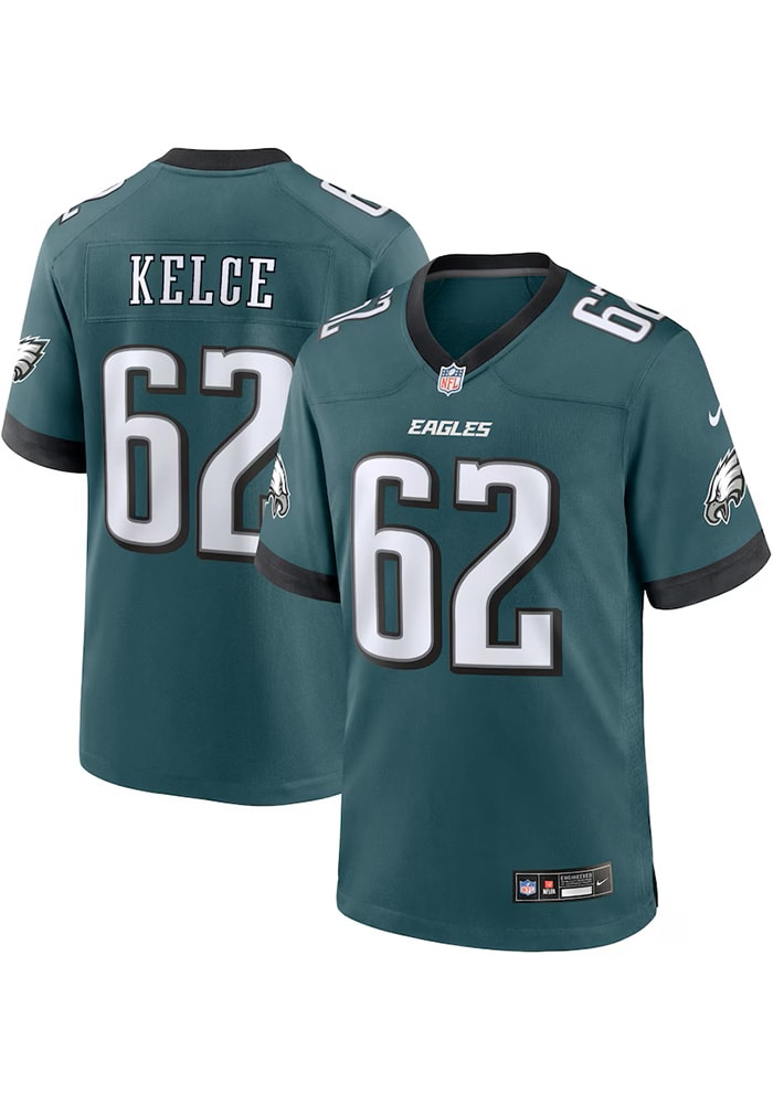 Jason Kelce Philadelphia Eagles Home Game Jersey - Midnight Green