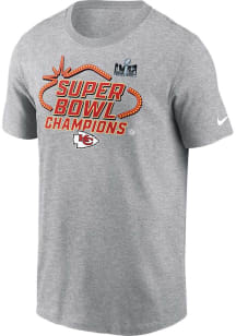 Nike Kansas City Chiefs Grey Super Bowl LVIII Champions Locker Room Trophy Collection Short Slee..