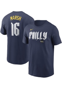 Brandon Marsh Philadelphia Phillies Navy Blue City Connect Short Sleeve Player T Shirt