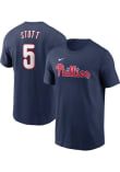 Bryson Stott Philadelphia Phillies Navy Blue Alt Short Sleeve Player T Shirt