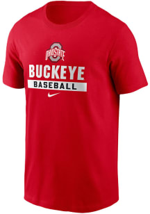 Ohio State Buckeyes Red Nike Stacked Baseball Classic Short Sleeve T Shirt