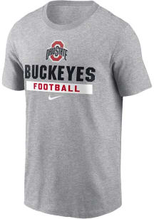 Ohio State Buckeyes Grey Nike Stacked Football Short Sleeve T Shirt