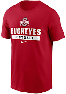 Ohio State Buckeyes Red Nike Stacked Football Style Short Sleeve T Shirt