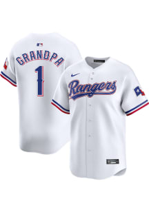 Nike Texas Rangers Mens White Number 1 Grandpa Limited Baseball Jersey