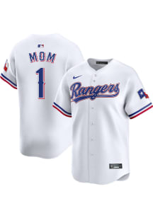Nike Texas Rangers Mens White Number 1 Mom Limited Baseball Jersey