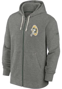 Nike Green Bay Packers Mens Grey Historic Lifestyle Retro Logo Long Sleeve Full Zip Jacket
