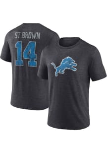 Amon-Ra St. Brown Detroit Lions Charcoal Heritage Short Sleeve Fashion Player T Shirt