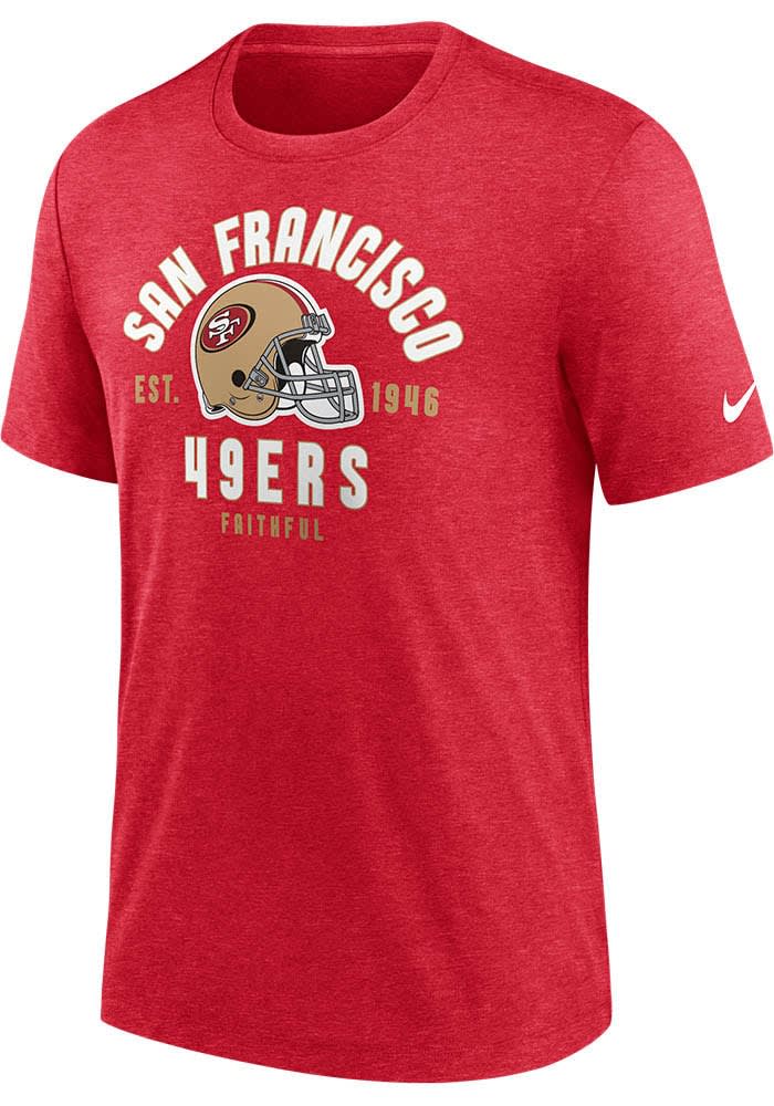 Nike San Francisco 49ers Red Triblend Helmet Short Sleeve Fashion T Shirt